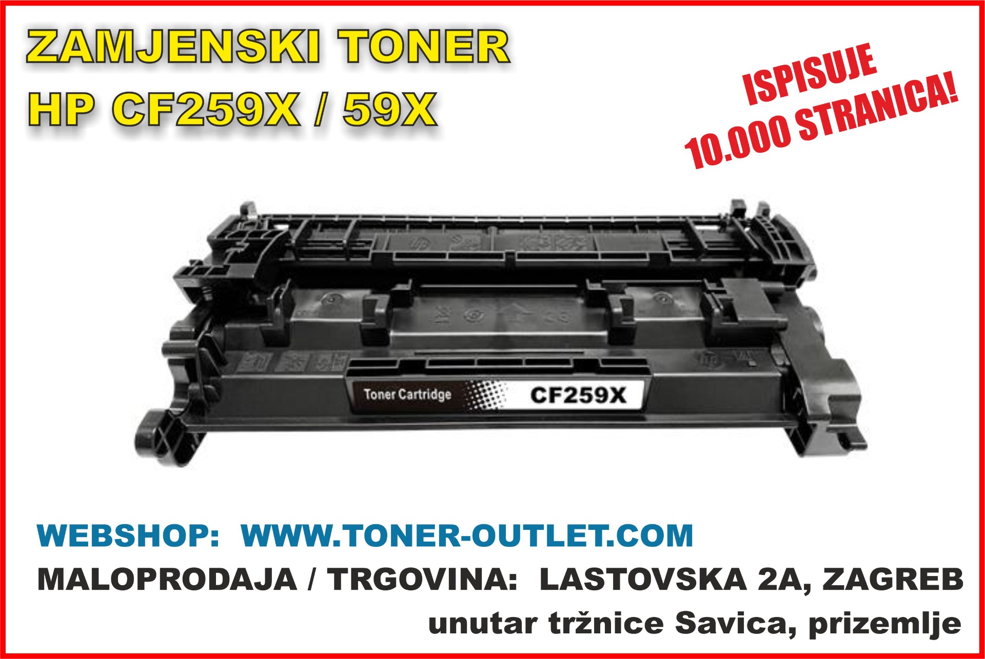 Toner HP CF259X / CF-259X / 59X toner-cartridge-boja BLACK, zamjenski